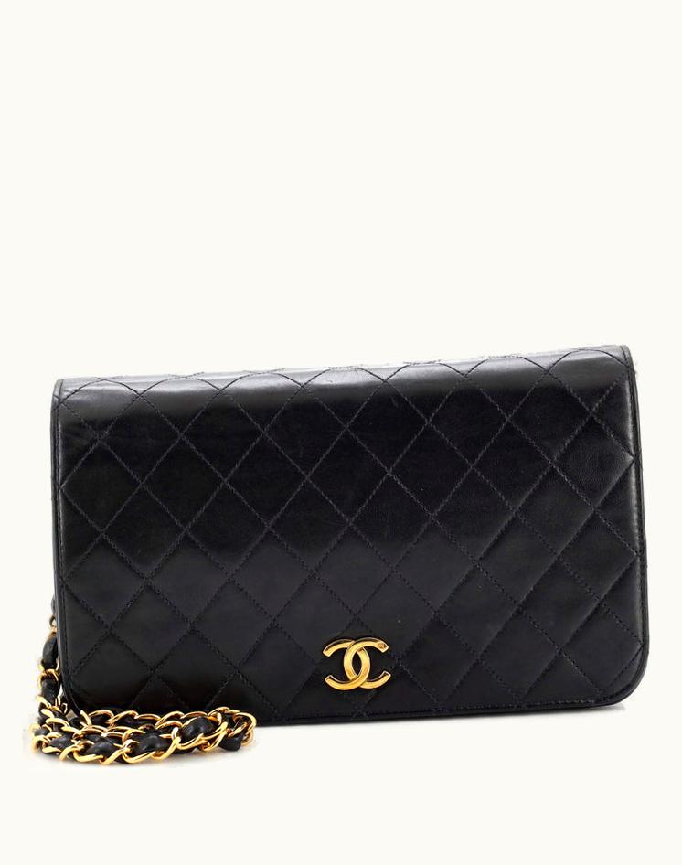 Chanel Chanel Vintage Full Flap Bag Quilted Lambskin Medium in Black/Red Gold Hardware