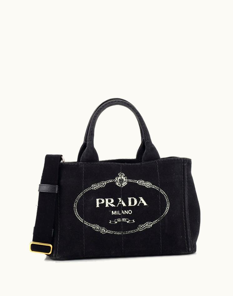 Prada Prada Canapa Convertible Tote Canvas Mini Luxury Handbag Black