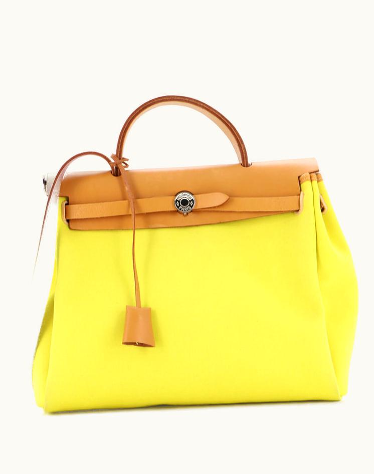 Hermès Hermès Herbag Zip Leather And Toile 31 Luxury Tote Bag Yellow