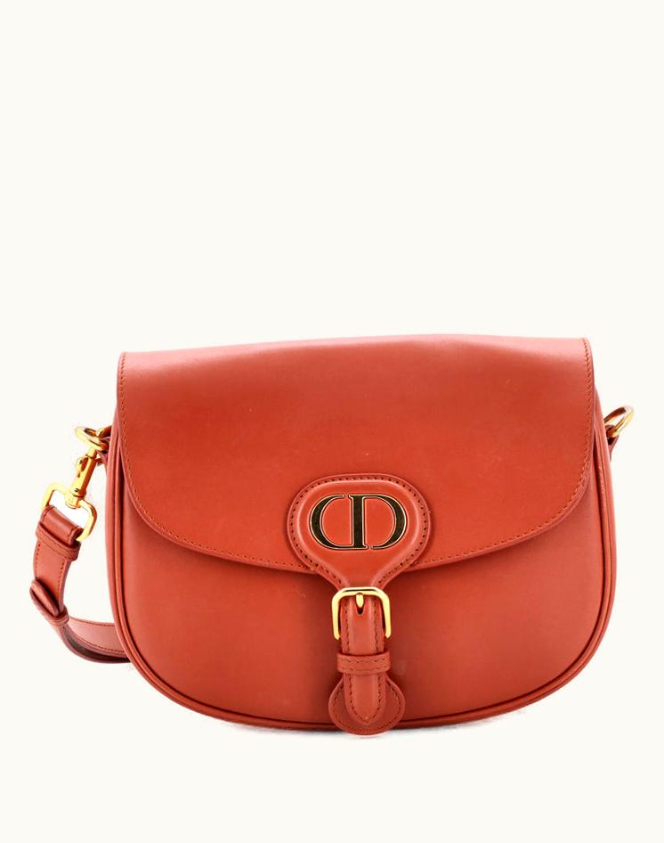 Dior Christian Dior Bobby Flap Bag Leather Medium Orange Gold