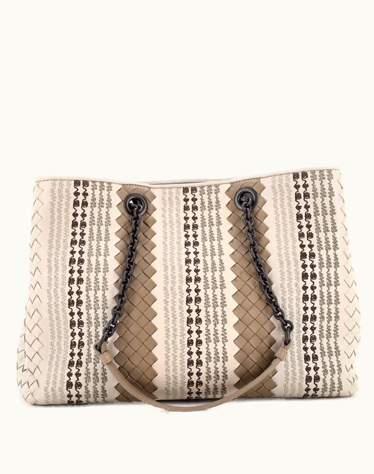 Bottega Veneta Bottega Veneta Double Chain Tote Stitched Intrecciato Nappa Medium