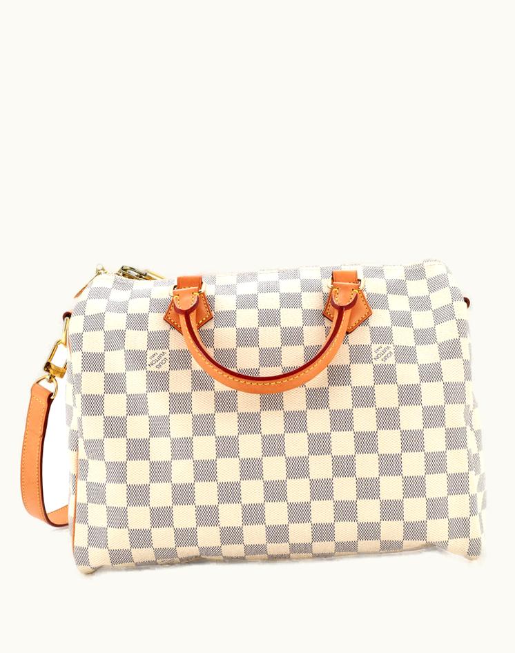 Louis Vuitton Louis Vuitton Speedy Bandouliere Bag Damier 30 Coated Canvas White Gold