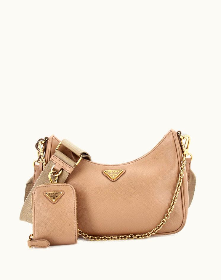 Prada Prada Re-Edition 2005 Shoulder Bag Saffiano Leather Small in Neutral