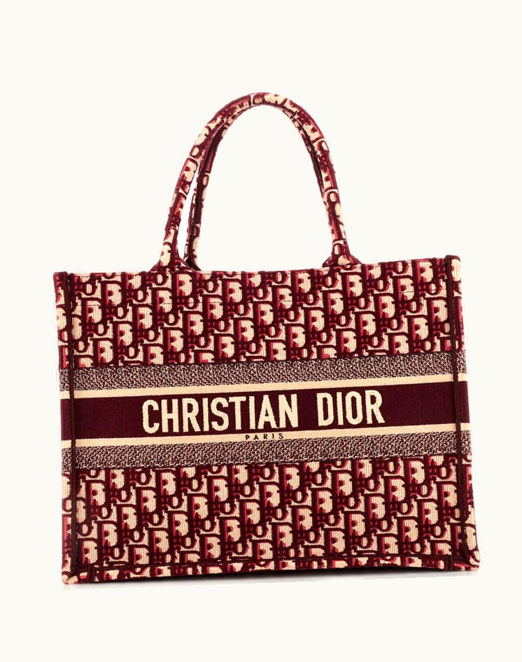 Dior Christian Dior Book Tote Oblique Canvas Medium Red