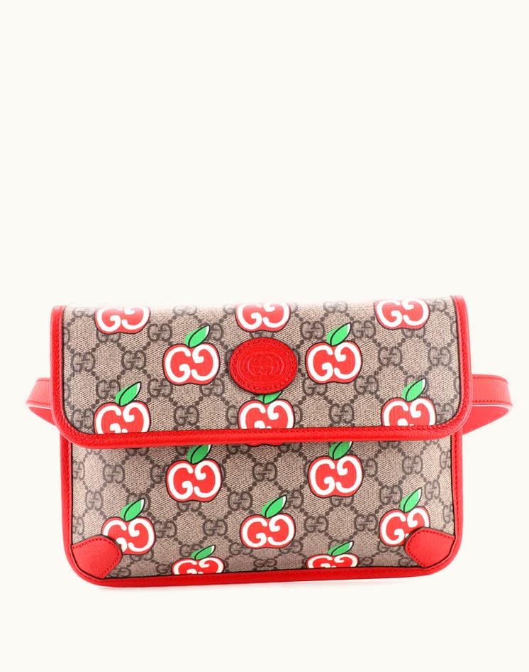 Gucci Gucci Flap Belt Bag Apple GG Coated Canvas