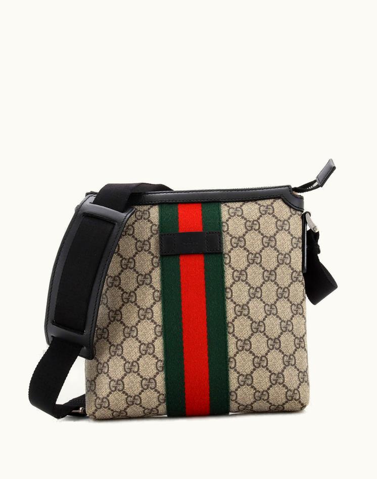 Gucci Gucci Web Messenger Bag GG Coated Canvas Small Brown Black Silver