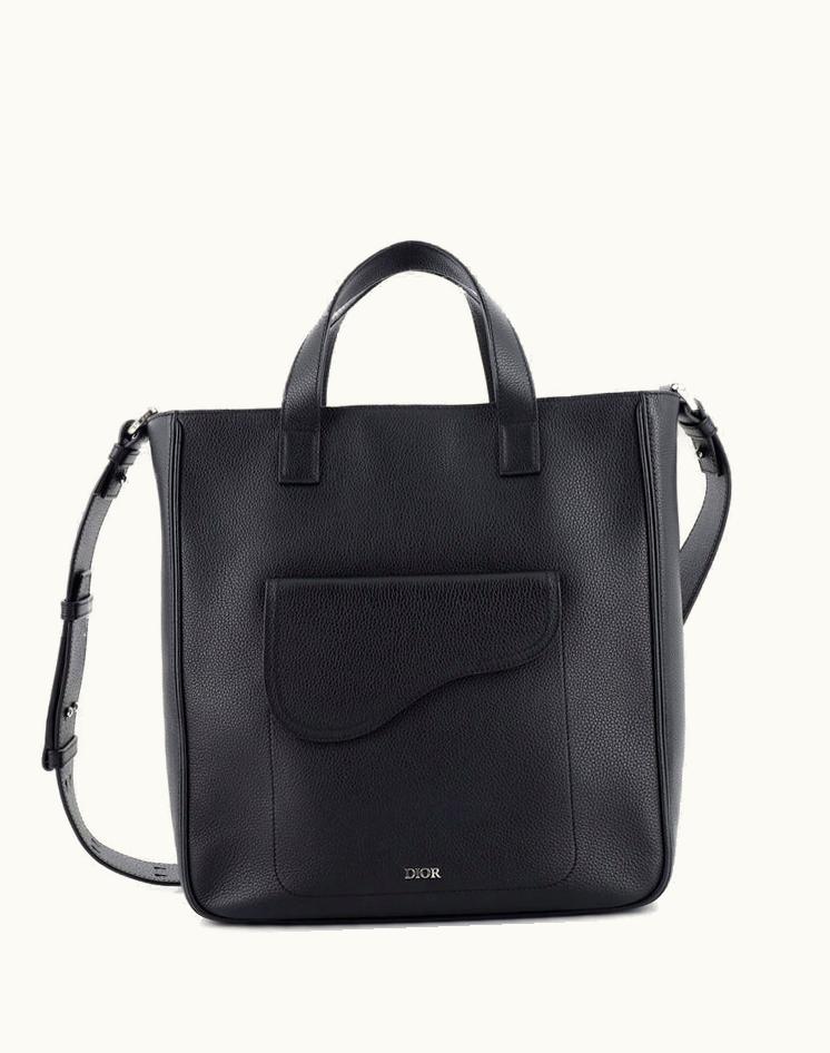 Dior Dior Saddle Tote Leather Tall Black Silver Luxury Bag