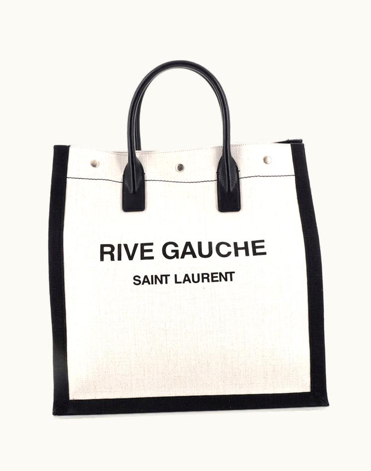 Saint Laurent Saint Laurent Rive Gauche Shopper Tote Canvas Tall Black Silver