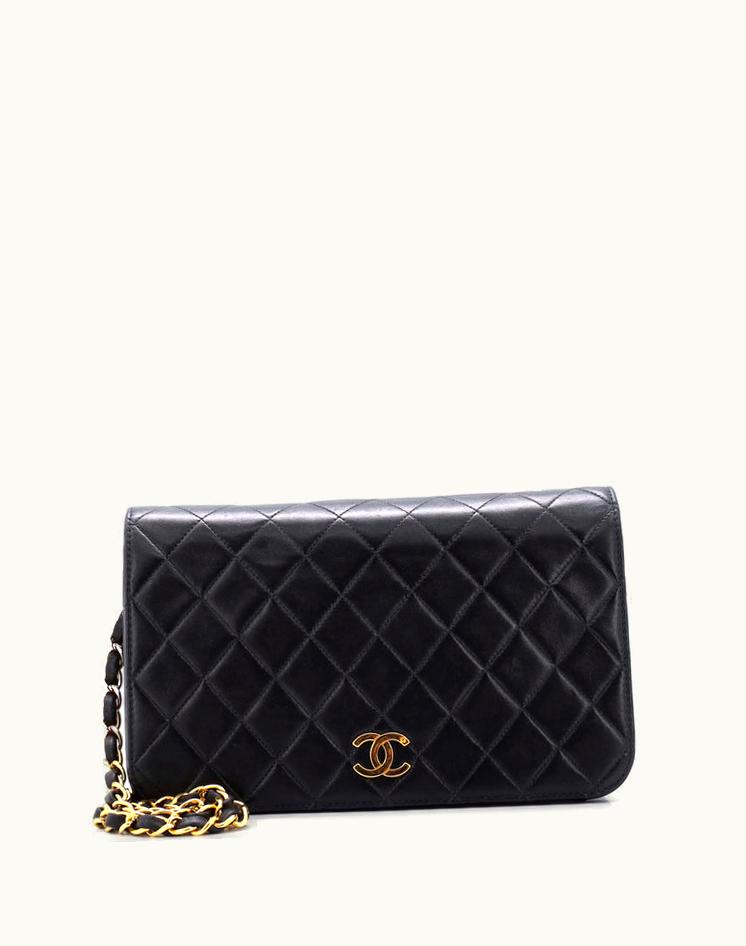 Chanel Chanel Vintage Full Flap Bag Quilted Lambskin Medium Black/Red Gold