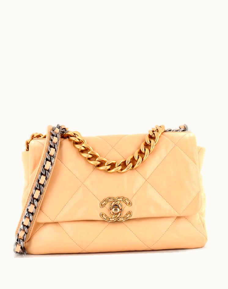 Chanel Chanel 19 Flap Bag Quilted Leather Large Neutral Beige
