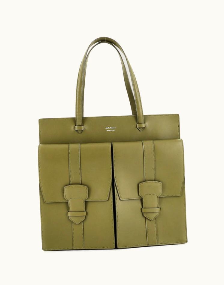 Salvatore Ferragamo Salvatore Ferragamo Double Pocket Tote Leather Medium
