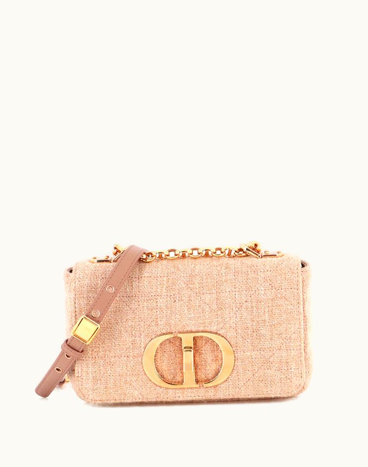 Dior Dior Caro Bag Macrocannage Quilt Linen Small Pink