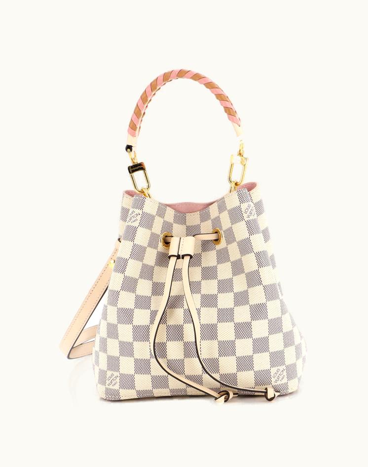 Louis Vuitton Louis Vuitton Braided Handle Neonoe Handbag Damier BB Coated Canvas Microfiber White Pink Gold