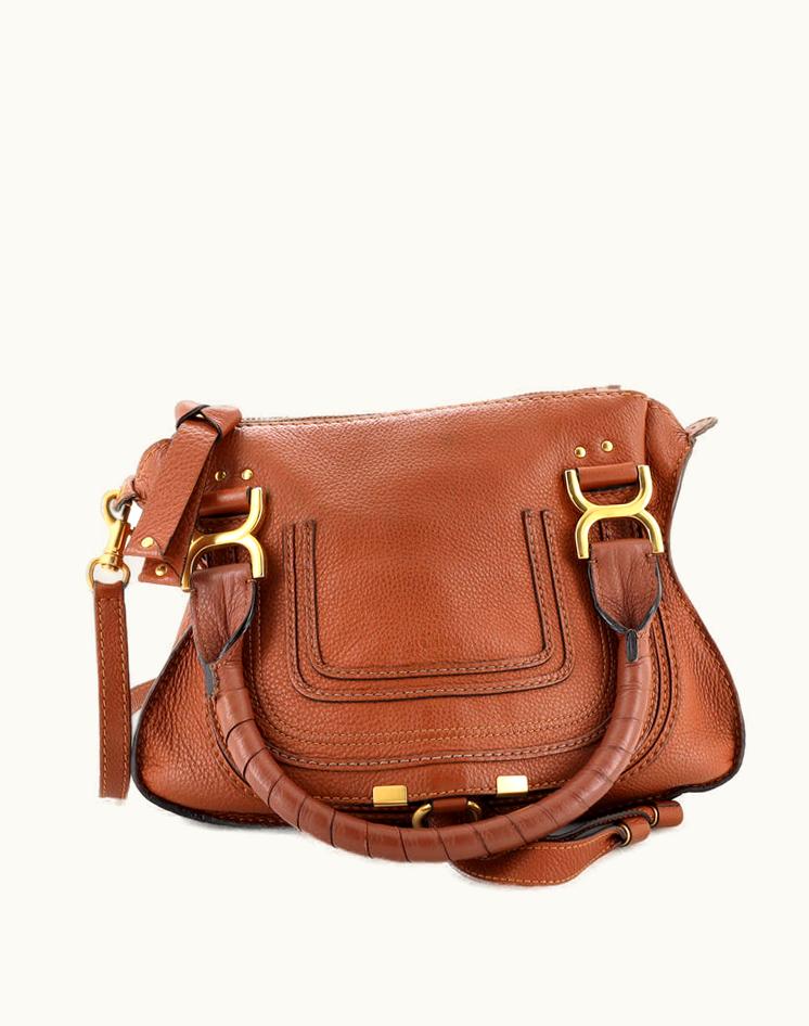 Chloe Chloe Marcie Satchel Leather Small in Brown