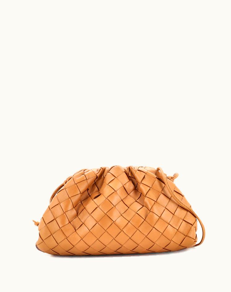 Bottega Veneta Bottega Veneta The Pouch Intrecciato Nappa Mini Leather Crossbody Bag Brown Gold