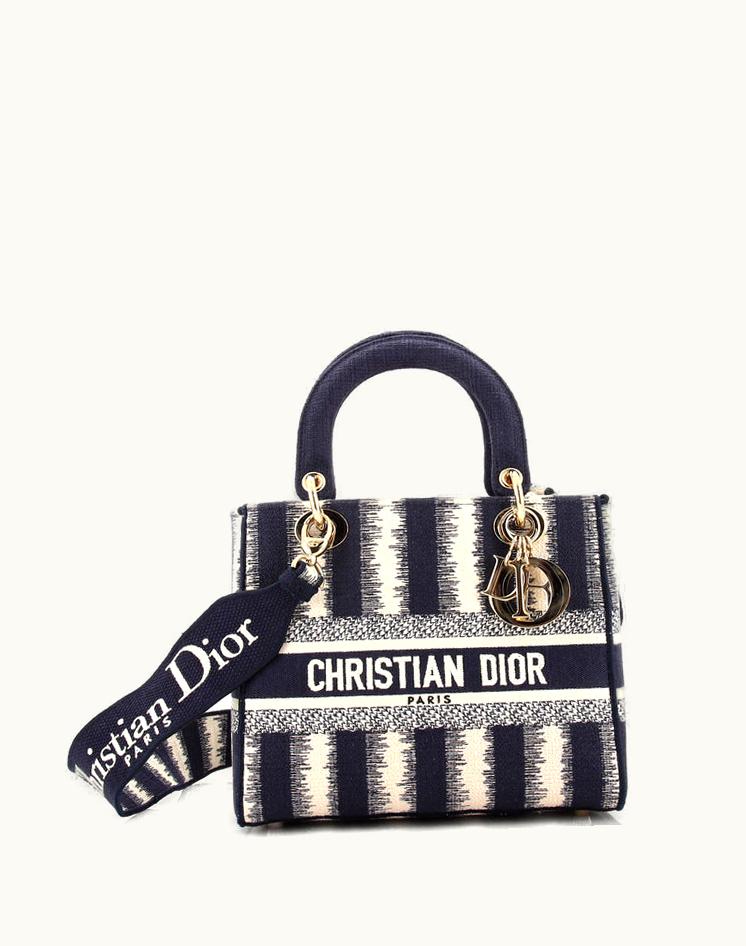Dior Dior Lady D-Lite Bag Striped Canvas Medium