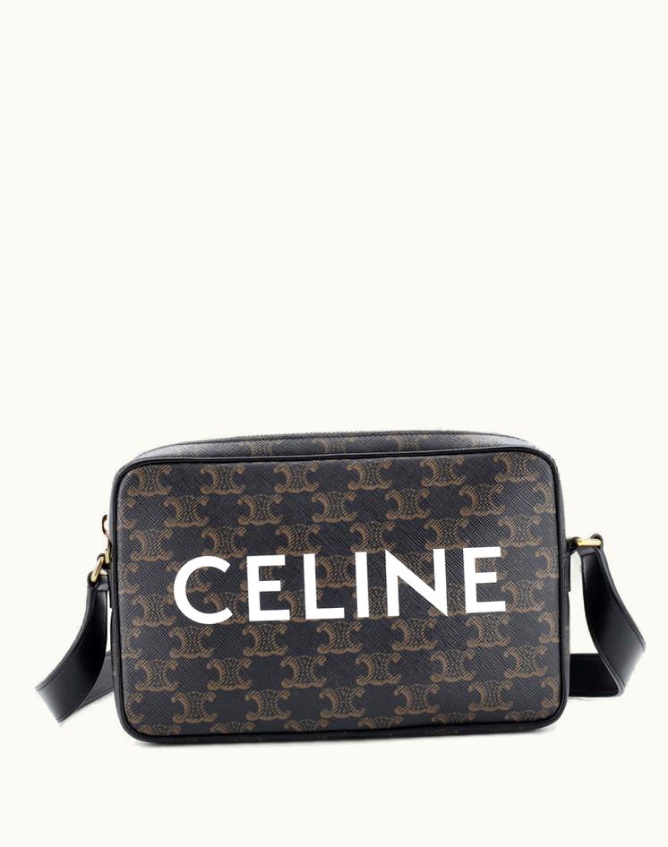 Celine Celine Triomphe Logo Messenger Bag Medium Coated Canvas Brown
