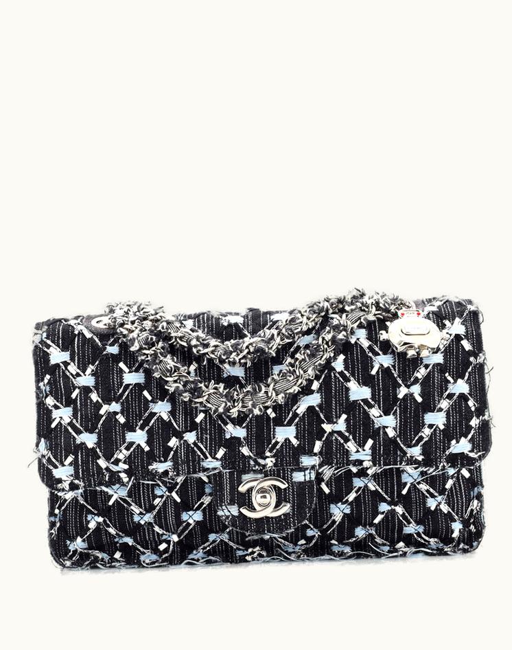 Chanel Chanel Data Center Charm Flap Bag Quilted Denim Medium