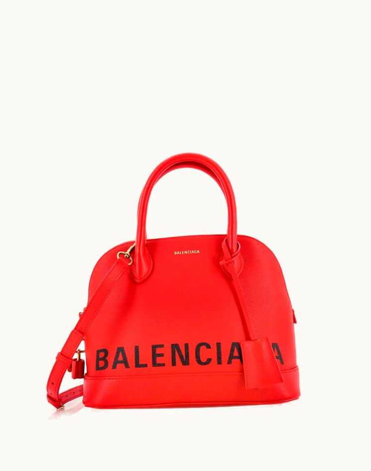 Balenciaga Balenciaga Logo Ville Bag Leather Small Red Aged Gold