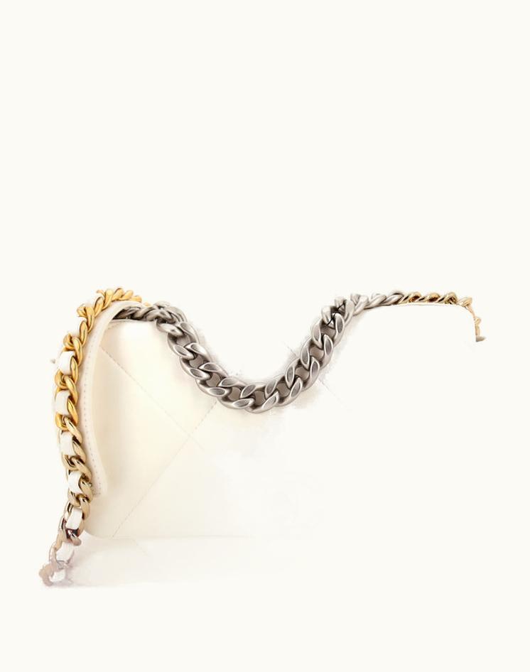 Chanel Chanel 19 Flap Bag Quilted Leather Medium White & Black