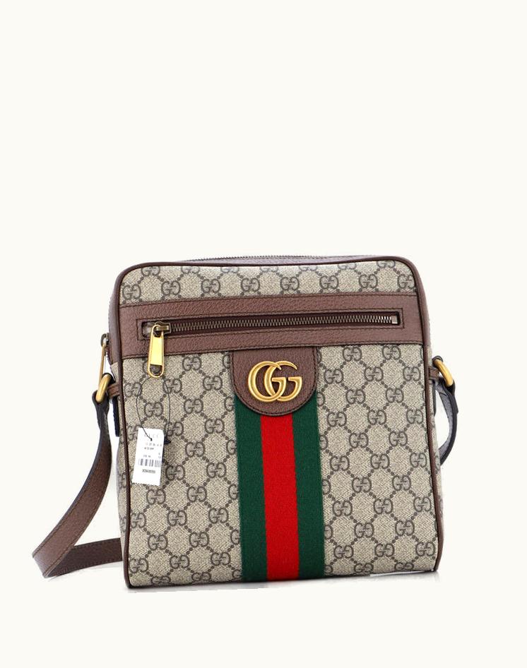 Gucci Gucci Ophidia Messenger Bag GG Coated Canvas Small Brown Aged Gold