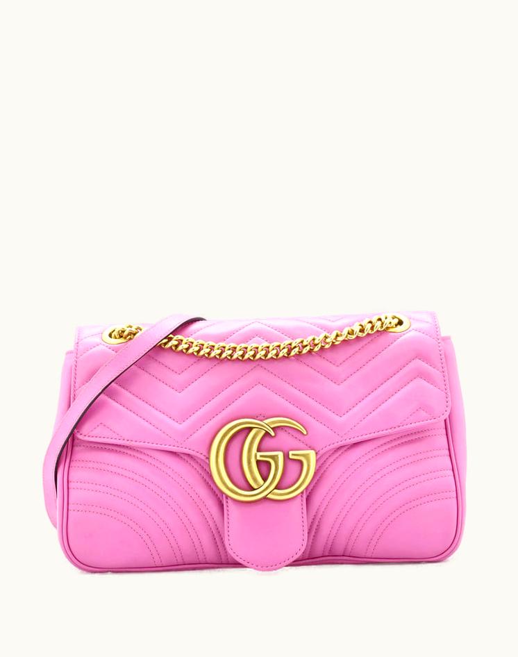 Gucci Gucci GG Marmont Flap Bag Matelasse Leather Medium Purple