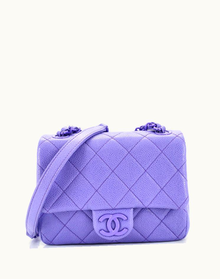 Chanel Chanel Incognito Square Flap Bag Quilted Caviar Mini Purple