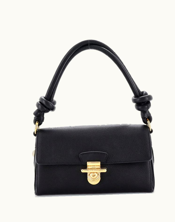 Salvatore Ferragamo Salvatore Ferragamo Glam Flap Shoulder Bag Leather Small in Black & Gold
