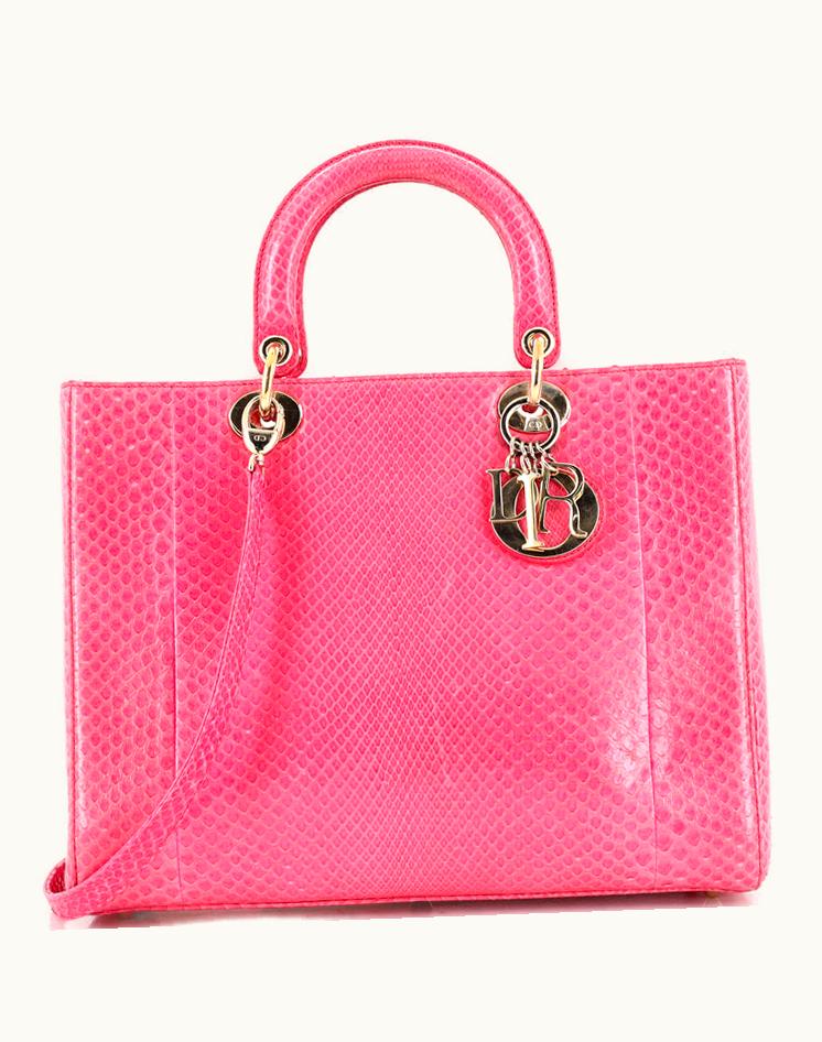 Dior Christian Dior Lady Dior Bag Python Large Pink