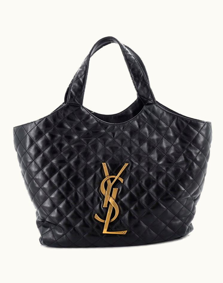 Saint Laurent Saint Laurent Icare Shopping Tote Quilted Leather Maxi Black Aged Gold