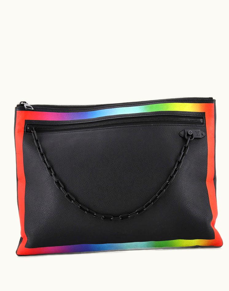 Louis Vuitton Louis Vuitton Rainbow Taiga Leather Pochette A4 Noir