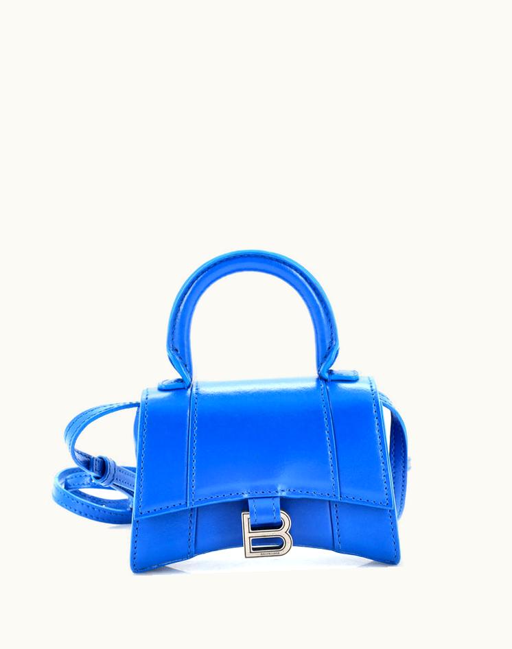 Balenciaga Balenciaga Hourglass Mini Top Handle Bag Blue Leather