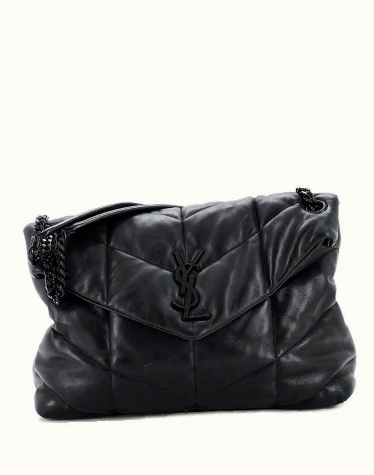 Saint Laurent Saint Laurent Loulou Puffer Shoulder Bag Quilted Leather Medium Black Luxe