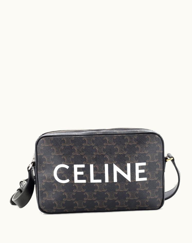 Celine Celine Triomphe Coated Canvas Logo Messenger Bag Medium Brown
