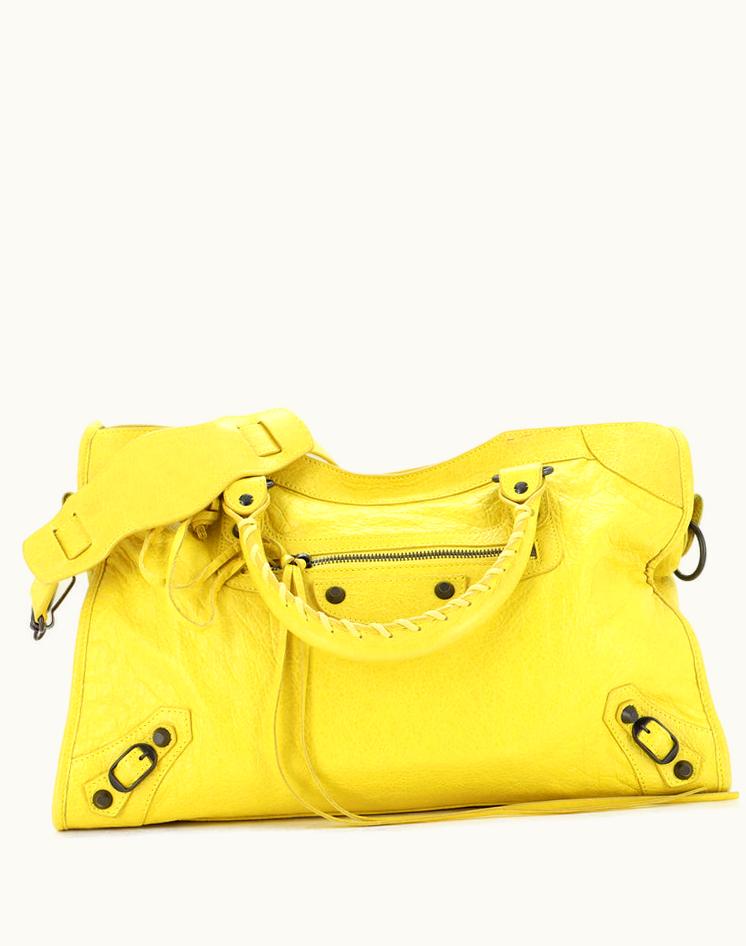 Balenciaga Balenciaga City Classic Studs Bag Leather Medium Yellow