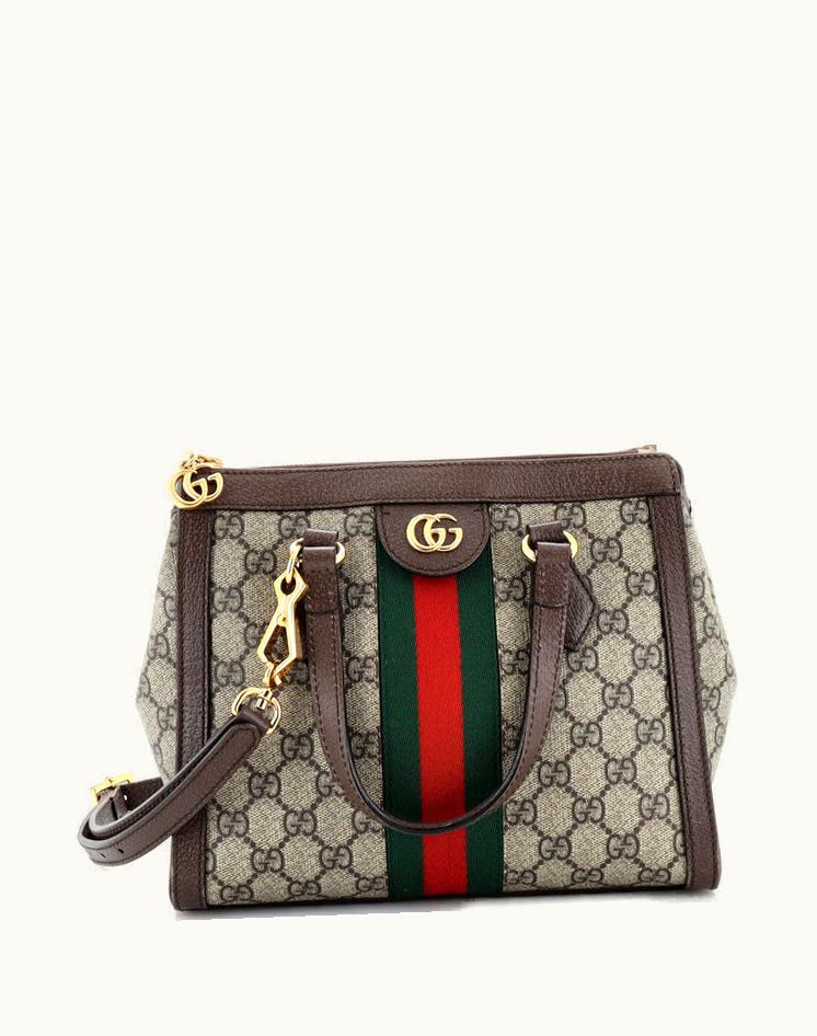 Gucci Gucci Ophidia Top Handle Tote GG Coated Canvas Small in Brown