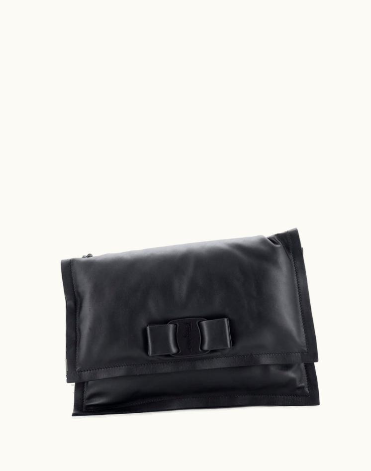 Salvatore Ferragamo Salvatore Ferragamo Viva Bow Small Flap Bag Leather Black