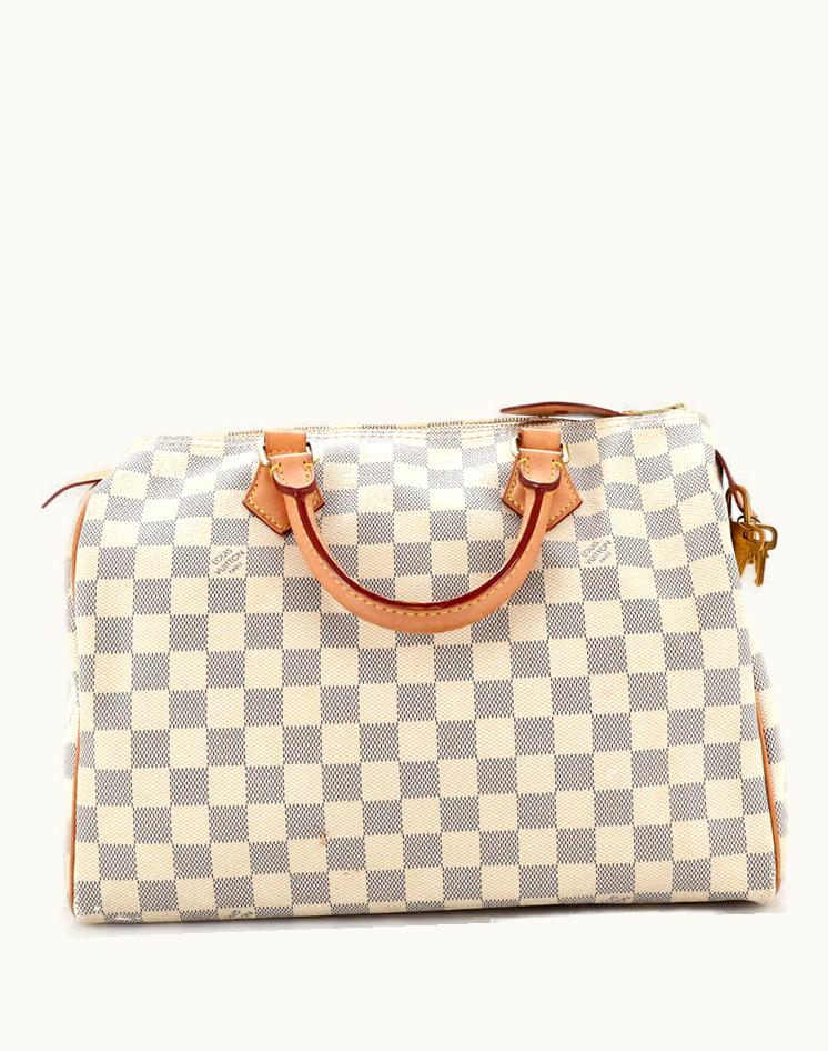 Louis Vuitton Louis Vuitton Speedy Handbag Damier 30 White Coated Canvas Gold