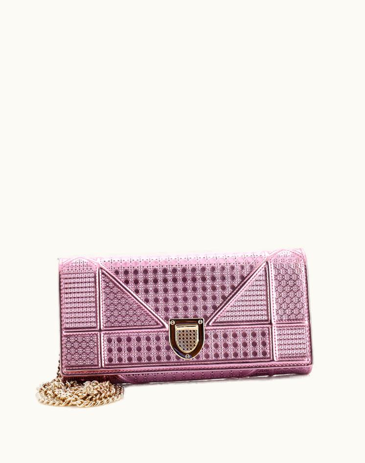 Dior Diorama Croisiere Chain Wallet Cannage Embossed Calfskin