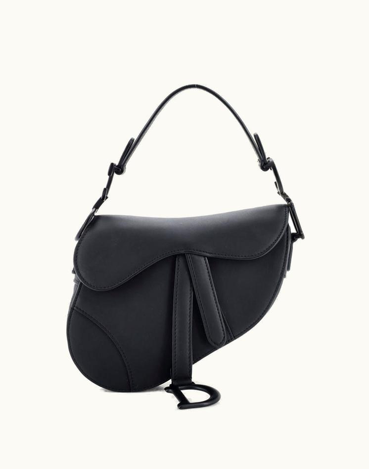 Dior Christian Dior Ultra Matte Saddle Handbag Leather Mini Black Suede Black