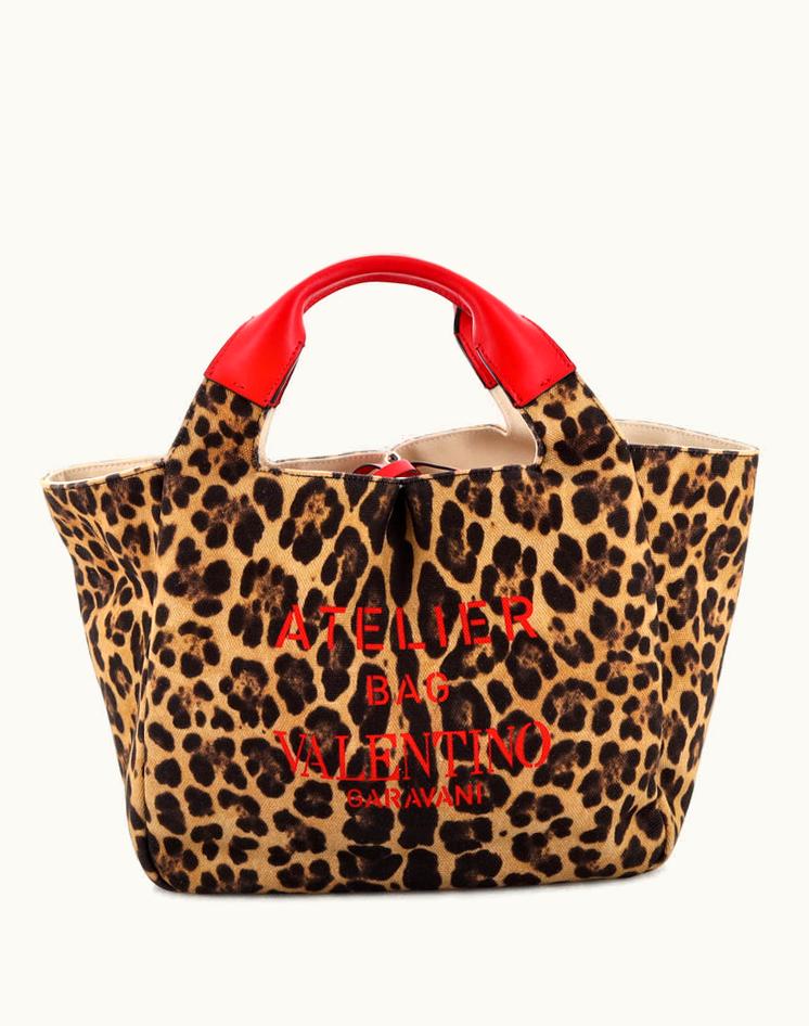 Valentino Valentino Animalier Atelier Tote Printed Canvas Medium