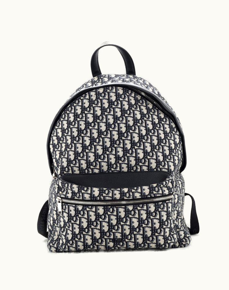 Dior Christian Dior Rider Backpack Oblique Canvas Medium Blue Silver