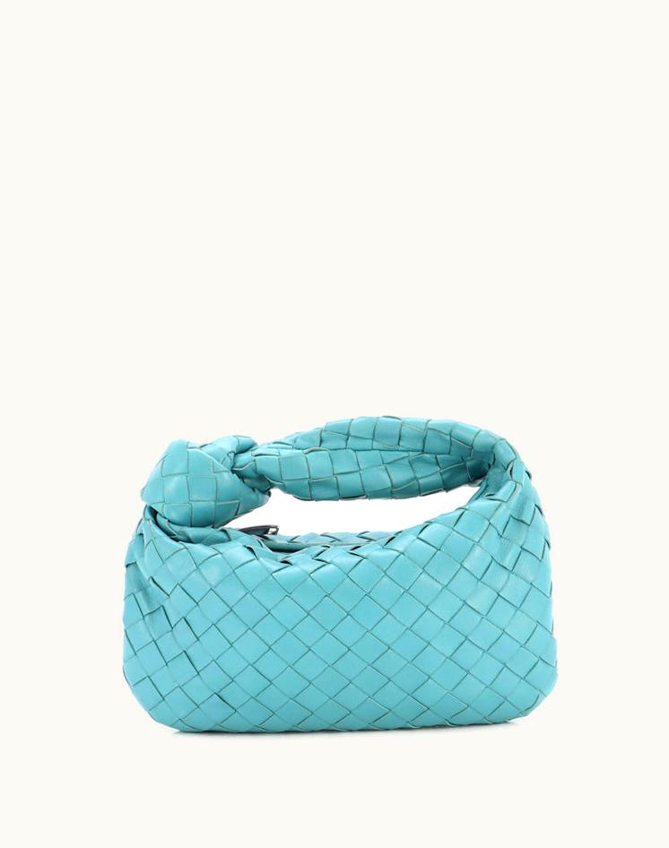Bottega Veneta Bottega Veneta BV Jodie Hobo Intrecciato Nappa Mini Leather Shoulder Bag Blue Silver
