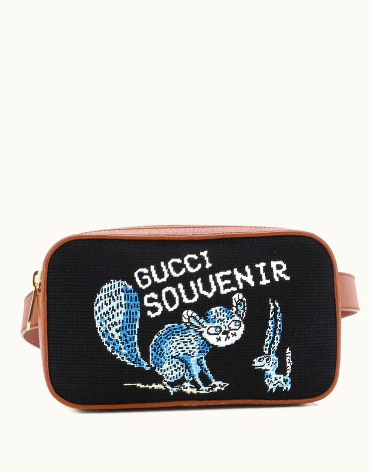Gucci Gucci Belt Bag Embroidered Jacquard And Leather
