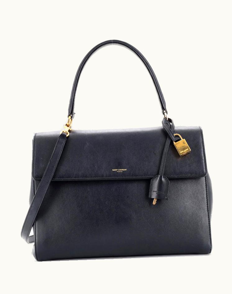 Saint Laurent Saint Laurent Moujik Medium Leather Top Handle Bag Blue