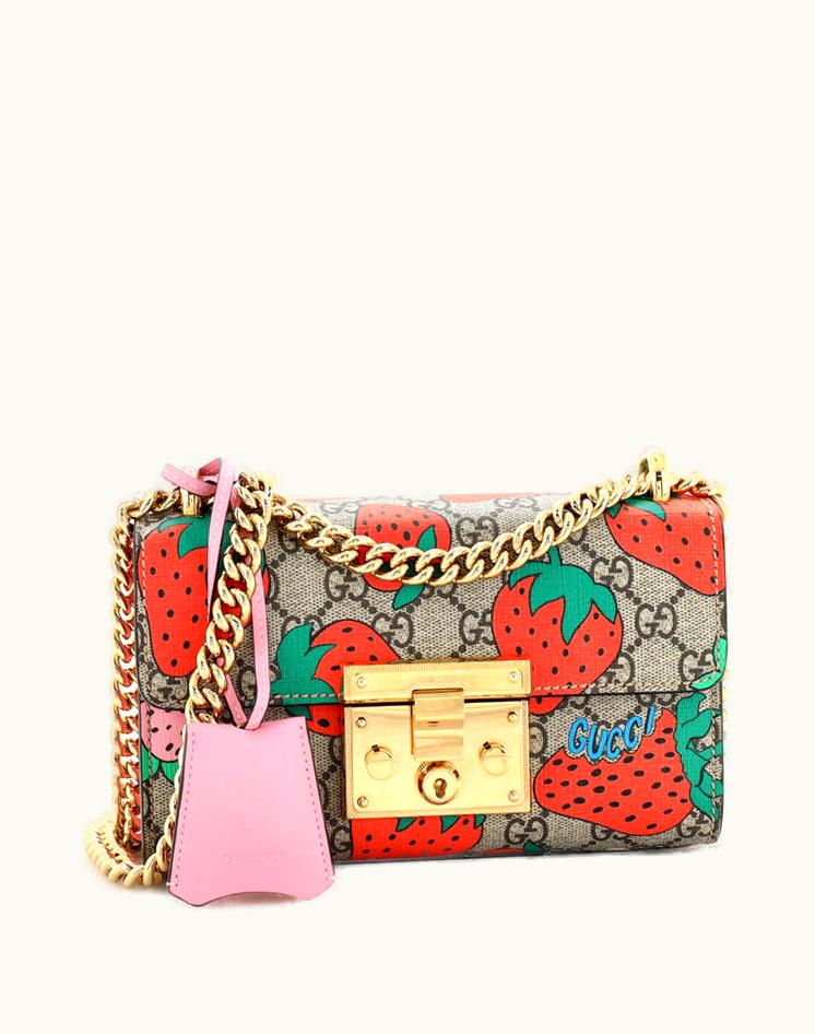 Gucci Gucci Padlock Shoulder Bag Printed GG Coated Canvas Small in Brown Neutral Gold