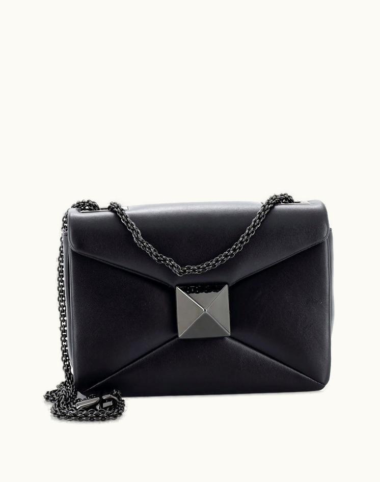 Valentino Valentino Garavani One Stud Chain Flap Bag Leather Small Black