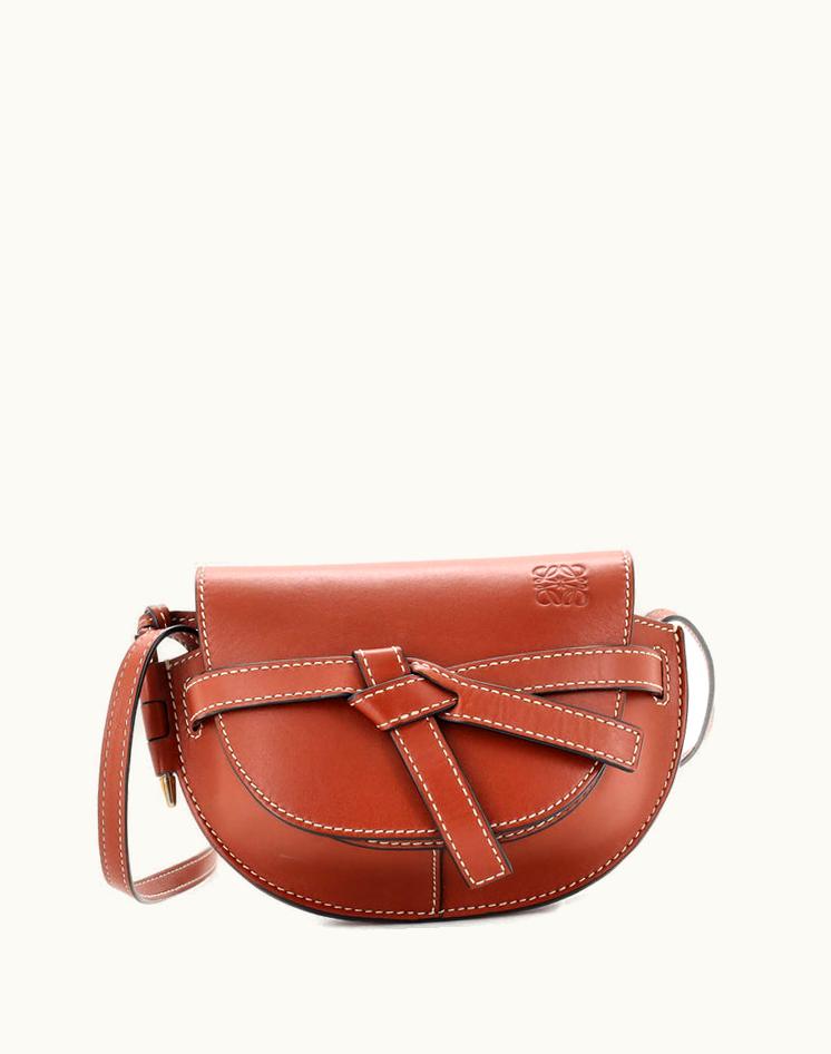 Loewe Loewe Gate Mini Shoulder Bag Brown Leather Gold Hardware