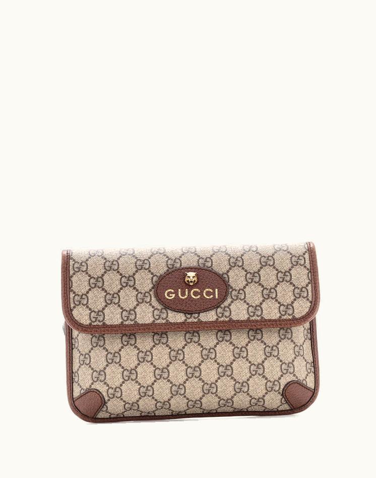 Gucci Gucci Neo Vintage Flap Belt Bag GG Coated Canvas Brown Aged Gold