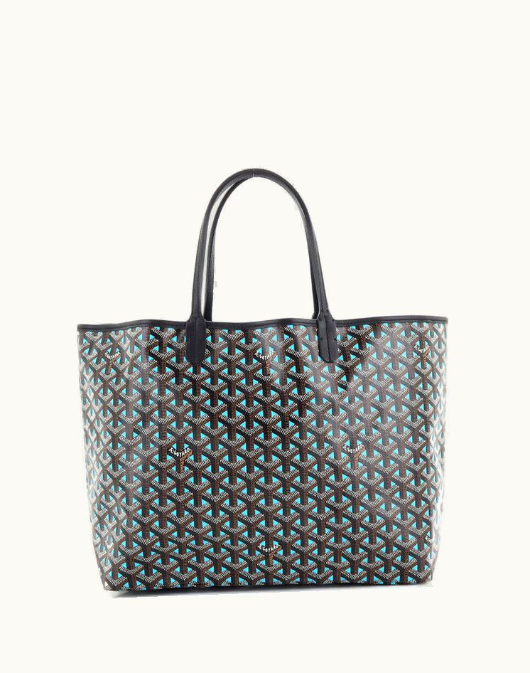 Goyard Saint Louis Tote Claire Voie Coated Canvas PM in Black and Blue